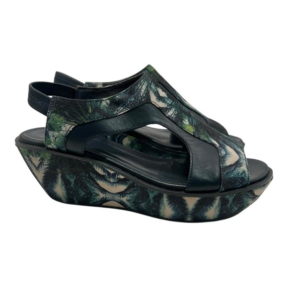 Camper Damas Green Navy Tropical Wedge Platform Sandals Women’s EU 38 US 7.5 - Picture 2 of 16